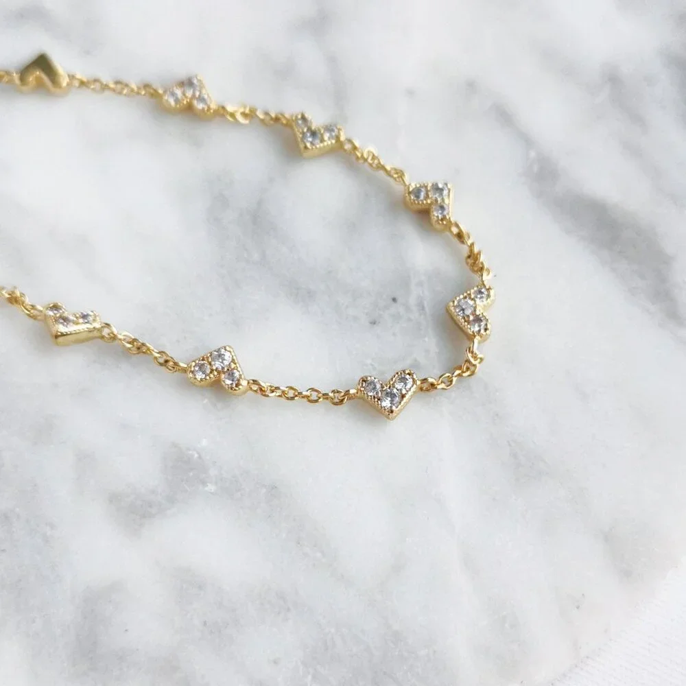 NEW❤️ Kendra Scott Haven Heart Gold White Crystal Chain Bracelet ❤️ - Picture 4 of 4